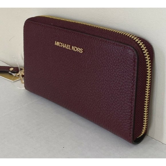 New Michael Kors Jet Set Travel Large Flat phone case wallet Merlot - Picture 4 of 4